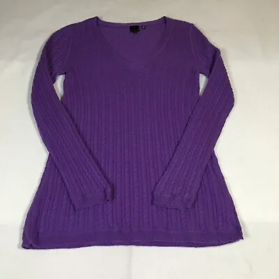 B. Chyll Womens Cashmere Sweater Size S Purple Cable Knit Long Sleeve NWOT • $37.59