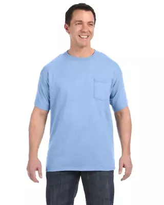 New Hanes Men's Lot Of 3  Light Blue Premium  Cotton Pocket  T-shirts  Large • $18