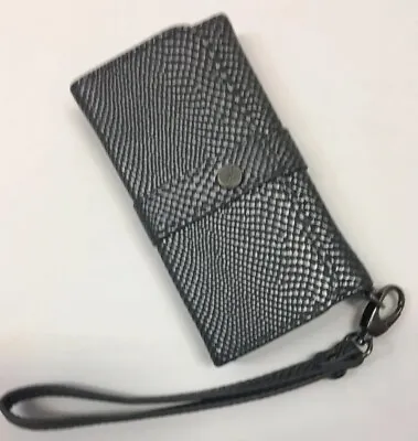 NICOLE MILLER Smartphone IPhone 5 Gray Leatherette Flip Case Wristlet ~NWOT~ • £5.78