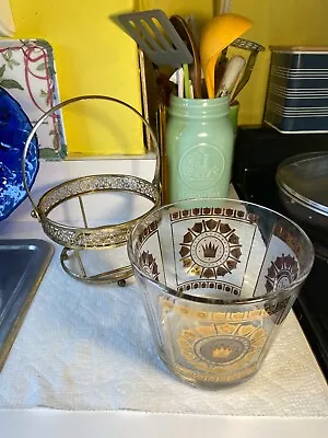 Vintage 1950s-1960s Georges Briard Glass Ice Bucket And Original Carrier • $25