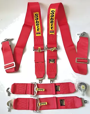 Universal Red Sabelt 4 Point Camlock Quick Release Racing Seat Belt Harness 3” • $74.98