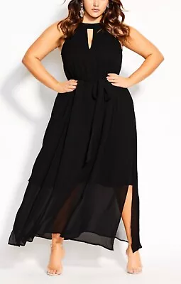 CITY CHIC Illusions Maxi Dress In Black Plus Size XS / 14 NWOT [RRP $129.95] • $45