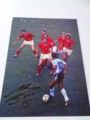 DIEGO MARADONA SIGNED PRE-PRINT ARGENTINA V BELGIUM 1982 WORLD CUP A4 PRINT • $4.66