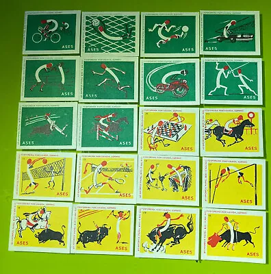 Vintage Set 20 Portugal Rodeo Bullfighting Sports Matchbox Label Matches Unused • $15