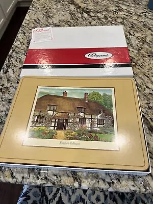 Vintage Pimpernel English Cottages Placemats Cork Back Set Of 6 Size 8”x 9” NOS • $5