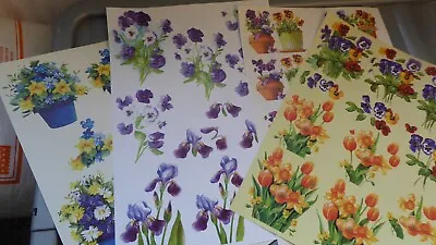 Floral Decoupage Sheets - 4 In Pack Spring Theme -pansies Etc • £1.89