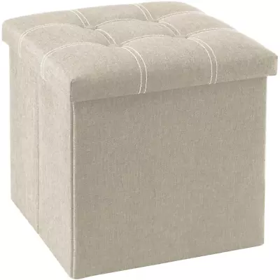 15 Inches Storage Ottoman Cube Foldable Storage Boxes Footrest Step Stool Padd • $41.76