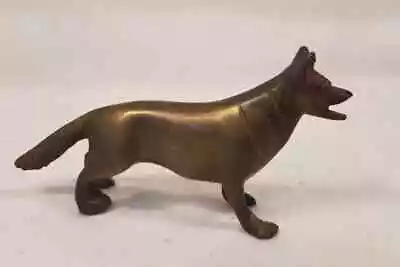 Vintage German Shepherd Dog Statue Figurine Brass Bronze Alsatian Paperweight 4” • $11.99