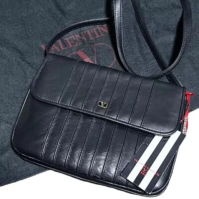 Vintage Valentino Garavani Leather Quilting Shoulder Bag Crossbody Black • $188