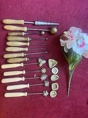 FABRIC FLOWER MAKING TOOLS LOT OF 13 MILLINERY HIGH QUALITY TOOLS Antique New • $375