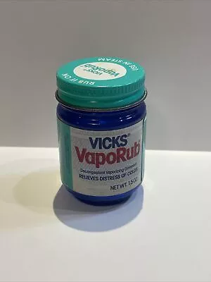 Vintage Vicks VapoRub 1.5 Oz Cobalt Blue Plastic Jar With Metal Lid • $9.88