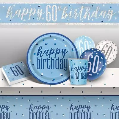 Blue Age 60 60th Birthday Party Decorations Banners Bunting Napkins Tableware • £18.95