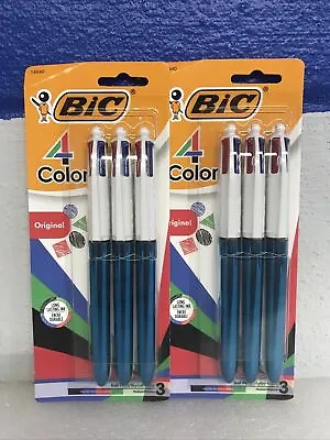 BIC 4-Color Ballpoint Pens 1.0mm Black/Blue/Red/Green Ink Lot Of 2 Packs Of 3 • $14.99
