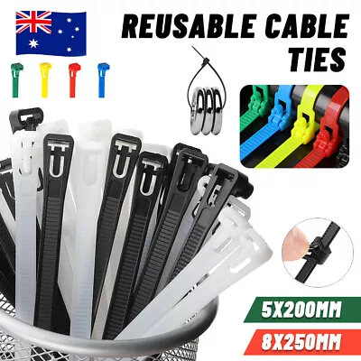 Cable Zip Ties Nylon Plastic Heavy Duty Releasable Reusable Wrap Wire Removable • $7.99