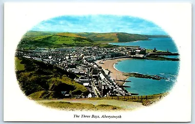 Postcard Aberystwyth Wales The Three Bays • £2