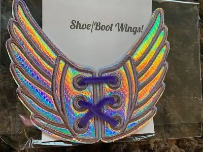 NEW 1 Pr SHOE BOOT Wings BIRD Wings Holographic Scales Vinyl Adult Kids USA Made • $10