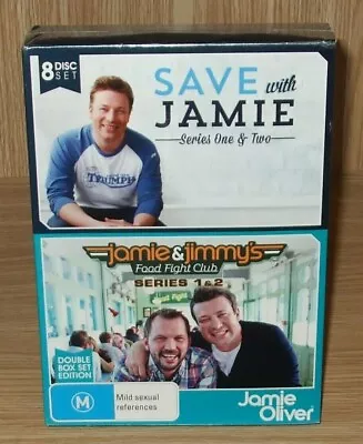 Jamie Oliver Save With Jamie Series 1 & 2 / Jamie & Jimmy's Food Fight Club DVD • $26.95