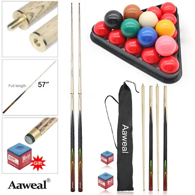 Set Of 2-1/16  Pool Snooker 22 Balls With Pool Cues Billiard Sticks -9.5mm Tips • $91.19