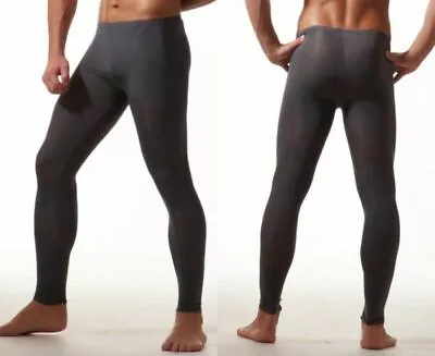 $9.99 • Buy Ultra-Thin Mens Long Johns Underwear Soft Ice Silk Winter Thermal Legging Pants