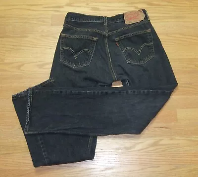 1 Pair Vintage Levis 501 Men's Button Front Jeans 33 X 34 *** Black Denim • $27.50