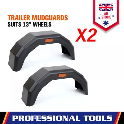 $40.99 • Buy 2 X Trailer Mud Guard Black Plastic For 13  WHEELS Boat Car ATV Caravan Black