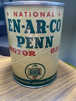Vintage En-Ar-Co Penn Full Composite 1 Qt Oil Can • £63.25