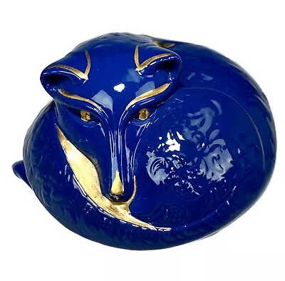 Minton Royal Doulton 1987 Blue Fox England Porcelain Curled Resting Figurine • $159.99