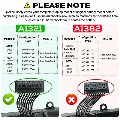 Battery A1321 For Mid 2009 Early Late 2010 Version 15 Inch MacBook Pro A1286 • $24.99
