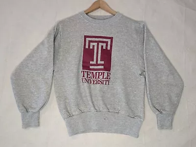 Vtg 80's-90's Champion Temple University Block Logo Sweatshirt Gray Size Medium  • $50