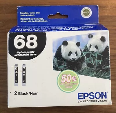 EPSON 68 2 Pk Black Ink Cartridges Sealed High Capacity WorkForce Exp:4/11 • $35