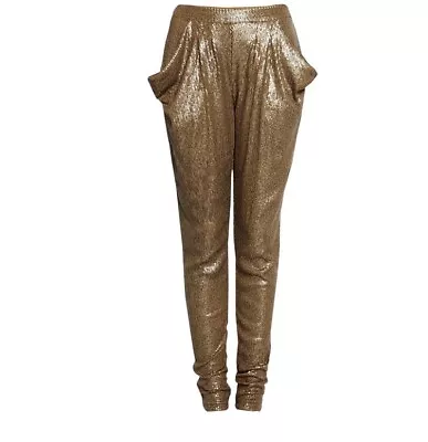 New Womens Michael Kors Gold Sequin Harem Pants Size XL • $35