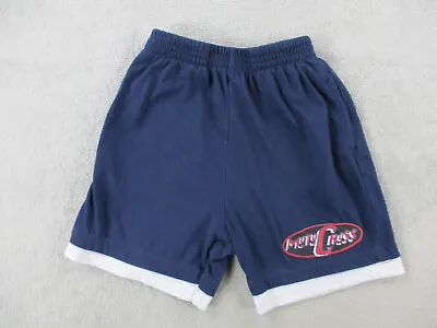 VINTAGE Motocross Shorts Boys Medium 5/6 Blue Sweat Elastic Graphic Print 90s • $10