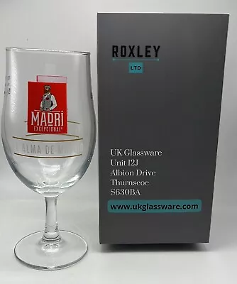 £9.99 • Buy Personalised Engraved Madri Lager Pint/HALF  Glas Chalice Nucleated + Gift Box
