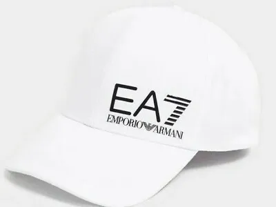 EA7 Mens White Train Core ID Logo Cap One Size Adjustable Snapback • £30