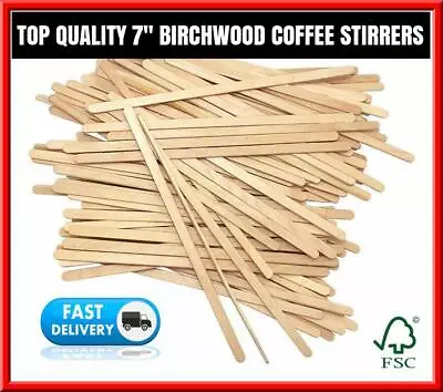 Wooden Coffee Stirrers For Paper Coffee Tea Cups Hot Drink Stir Sticks 7 (178mm) • £9.25