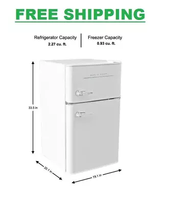 Retro 3.2 Cu. Ft. 2 Door Mini Fridge In White | Storing Magic Chef Crisper • $211.07