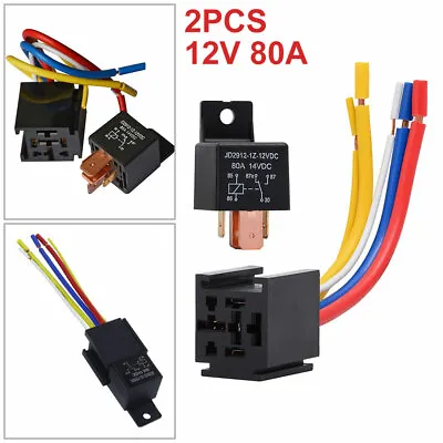 £10.66 • Buy 2Pcs 5 Pin Relay With Socket Car 12V 80A AMP DC SPDT ON/OFF Switch Control Kit