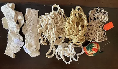 VINTAGE Hand Woven Crocheted Trim Pieces. One Is Knitted. Many Sizes And Lengths • $10