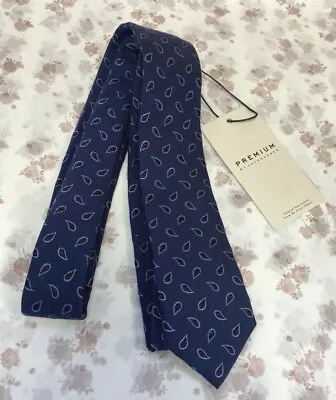 £12.99 • Buy NEW! Premium By Jack & Jones Jacmilano Navy Blue Silk/wool Blazer/paisley Tie