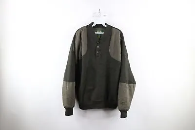 Vtg 90s Cabelas Mens 2XL Heavyweight Wool Knit Pullover Henley Sweater Jacket • $84.96