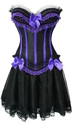 Burlesque Moulin Rouge Can Can Girl Fancy Dress Outfit Corset Skirt 8 10 12 14  • £19.99