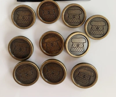 £80 • Buy Rare Vintage Chanel Famous Bag Buttons 10psc Metal 25mm.