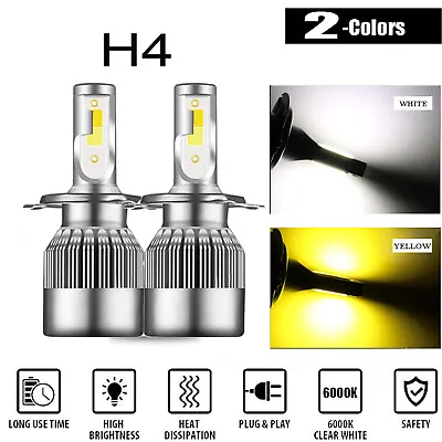 H4 9003 LED Headlight Conversion High-Low Beam Bulbs 3000K / 6000K Dual Color 2x • $22.07
