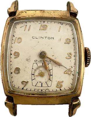 Vintage Clinton 17 Jewel Men's Mechanical Wristwatch Swiss 10k RGP Art Deco • $30