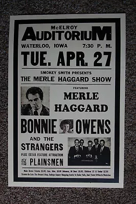 Merle Haggard Concert Poster 1972 McElroy Auditorium-- • $4.25