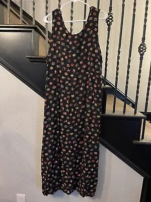 Vintage Awesome Wear 80’s Long Tie Back Dress Large USA Made 6 8 10 12 • $19.99