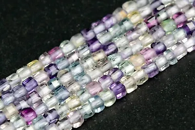 2x2MM Multicolor Fluorite Faceted Cube Grade AAA Genuine Natural Loose Beads 15  • $7.39