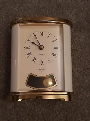 Metamec Carriage Clock - Cream & Gold Quartz Clock Works Pendulum Not Moving • £4.99
