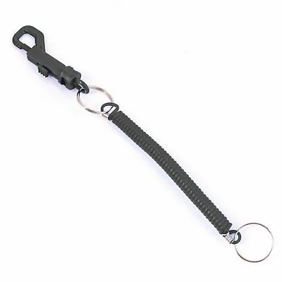 BLACK SPIRAL KEY CHAIN Retractable Clip On Ring Stretchy Coil Spring Keyring UK • £3.99