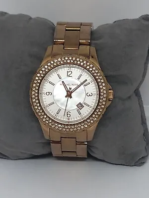 Michael Kors MK5403 Women's Stainless Steel Analog White Dial Quartz Watch LB171 • $59.99